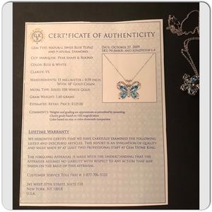 NATURAL SWISS BLUE TOPAZ AND NATURAL DIAMOND 18 INCH CHAIN.  With COA